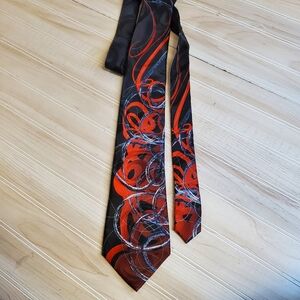 JERRY J. GARCIA Designer Necktie Another Butterfly Reds Swirl Tie